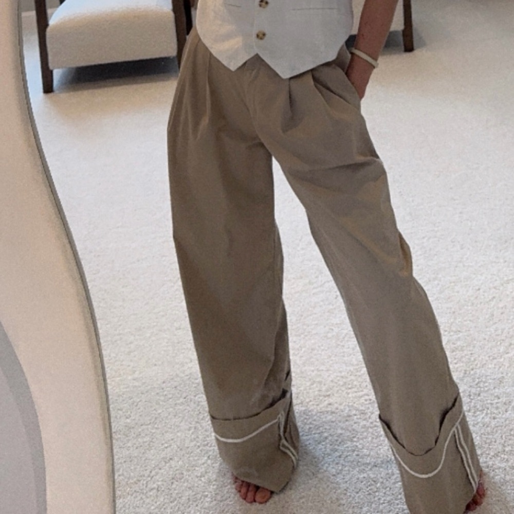 Mango Tan Wide Leg Pants